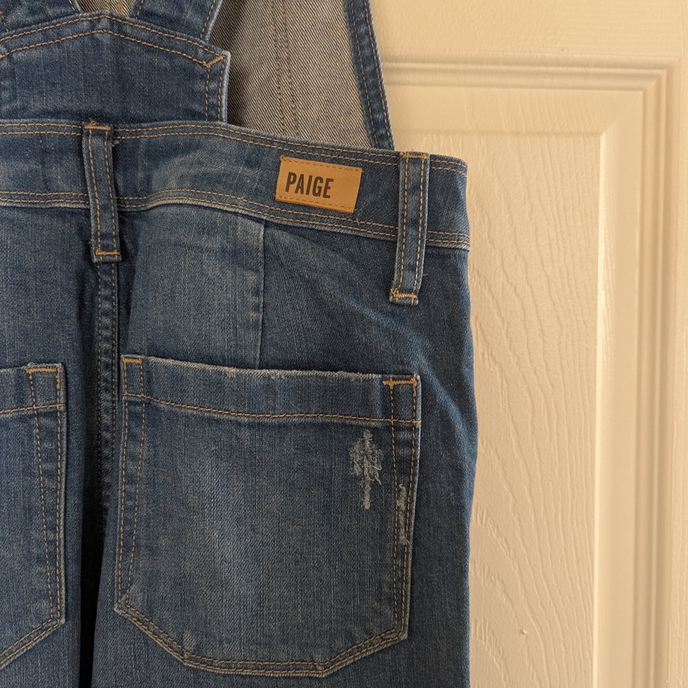 PAIGE Blue Denim Wide-Leg Women's Overalls - Picture 5 of 14